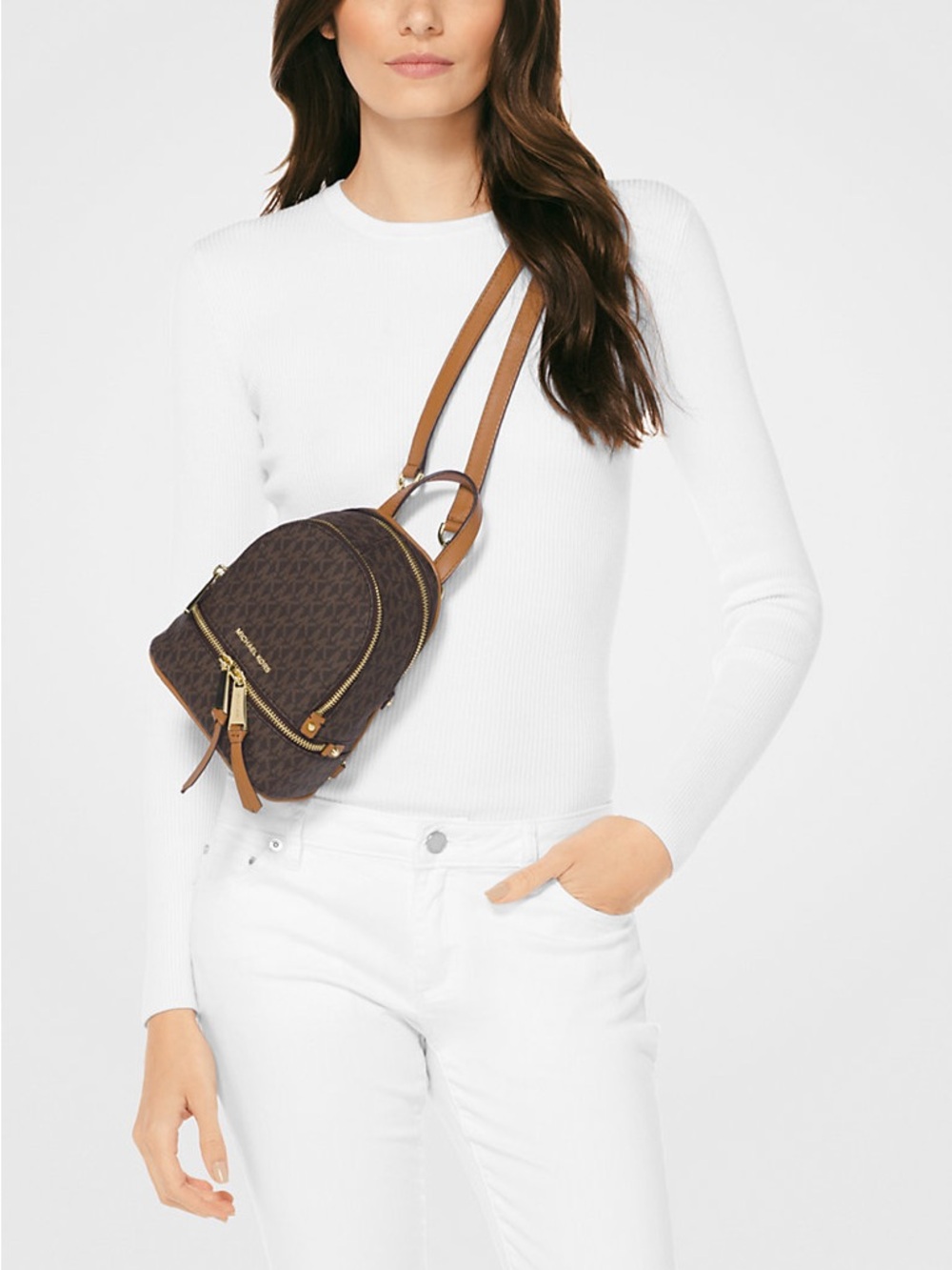 Michael Kors XS Rhea Messenger Backpack - Picture 5 of 15